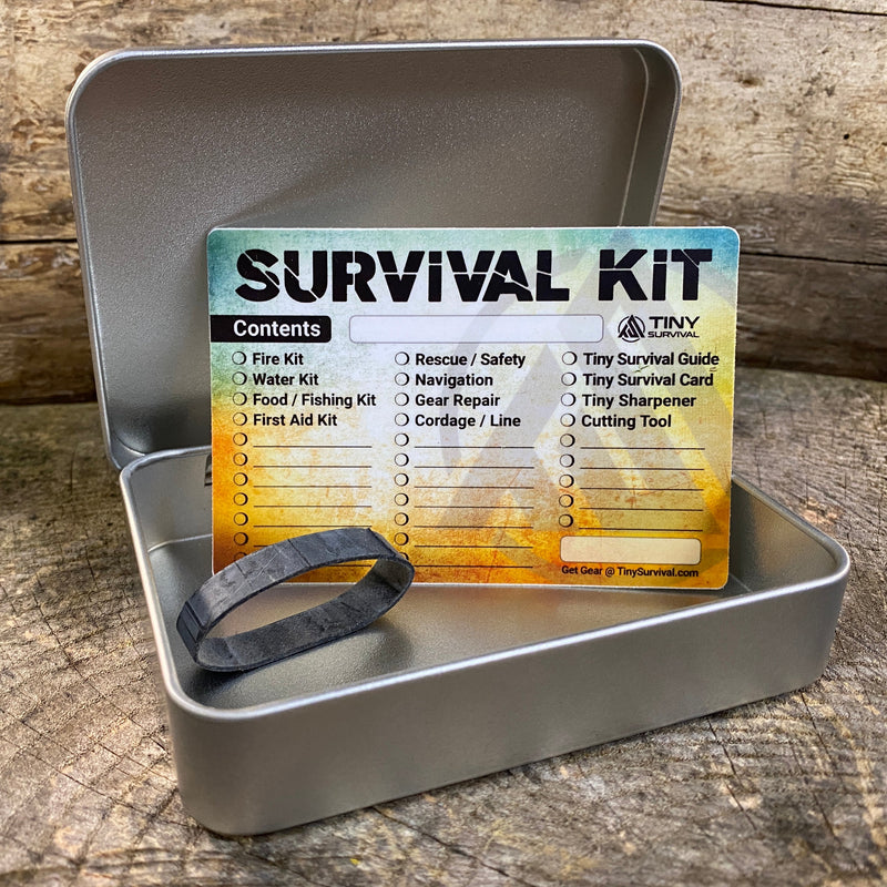 Load image into Gallery viewer, Tiny Survival Tin Kit: Rectangle - LARGE (13.3 c.i.)
