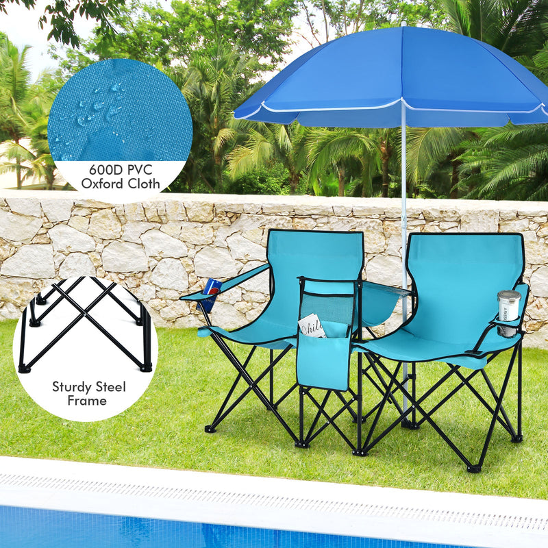 Load image into Gallery viewer, Portable Folding Picnic Double Chair
