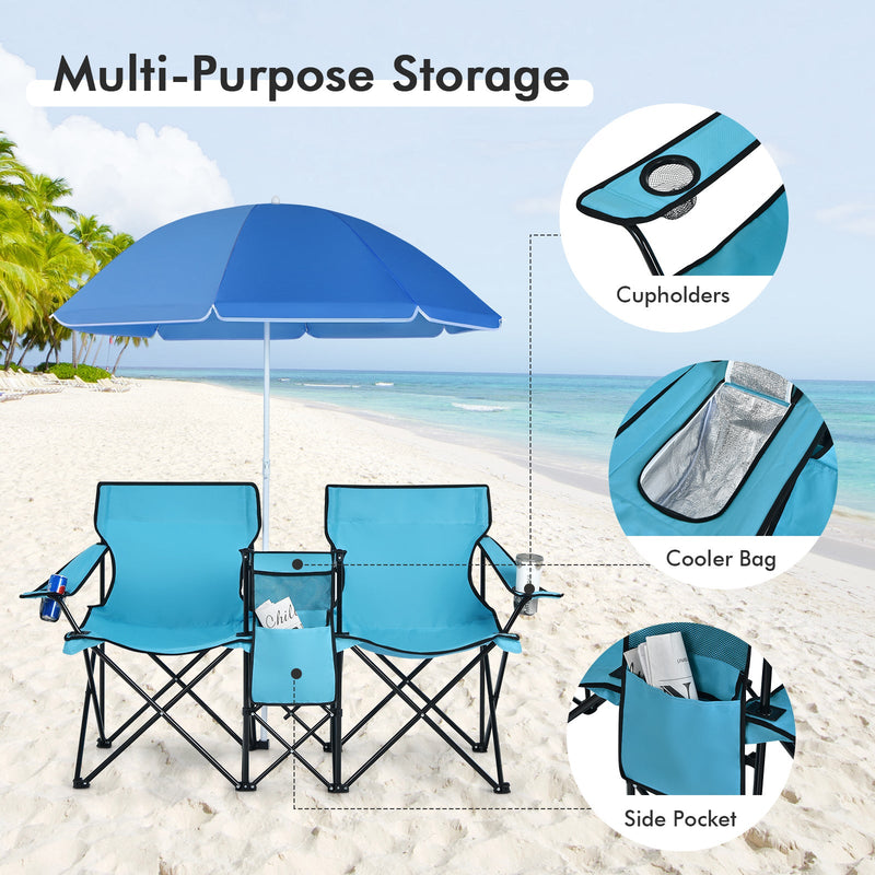 Load image into Gallery viewer, Portable Folding Picnic Double Chair
