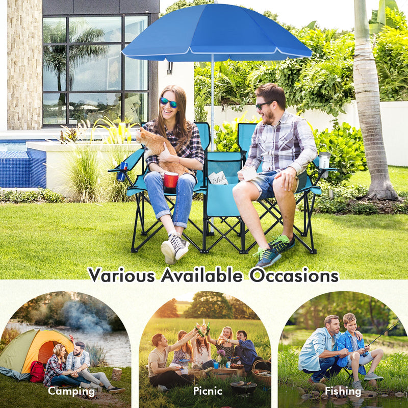 Load image into Gallery viewer, Portable Folding Picnic Double Chair
