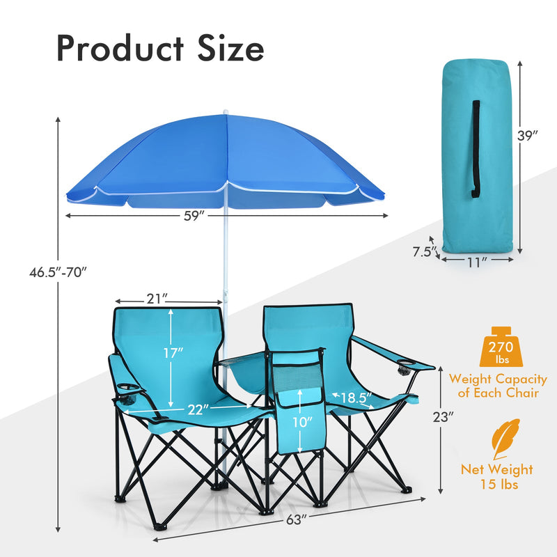 Load image into Gallery viewer, Portable Folding Picnic Double Chair
