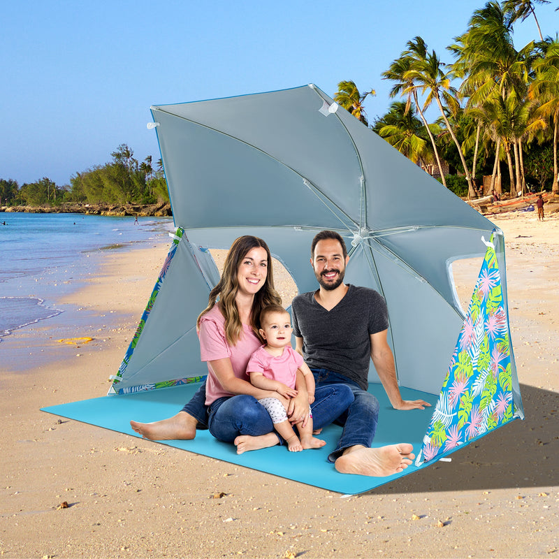 Load image into Gallery viewer, UPF50+ Sun Protection Beach Umbrella Tent with Portable Carrying Bag-Blue
