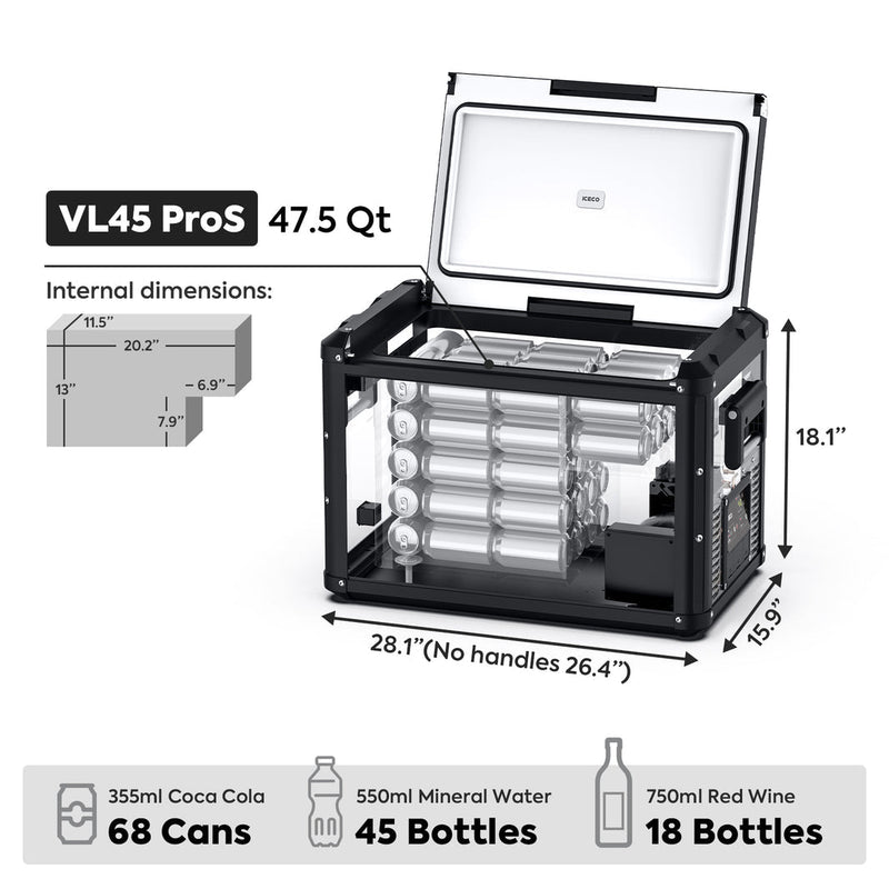 Load image into Gallery viewer, VL45ProS Gray Single Zone Portable Fridge Freezer | ICECO | 45 LT
