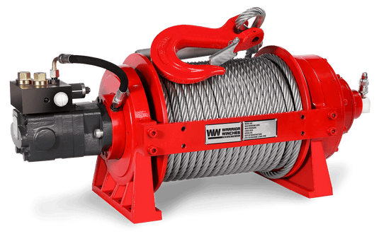JR10 22,000lb (10 Ton) Industrial Hydraulic Winch - Steel Rope