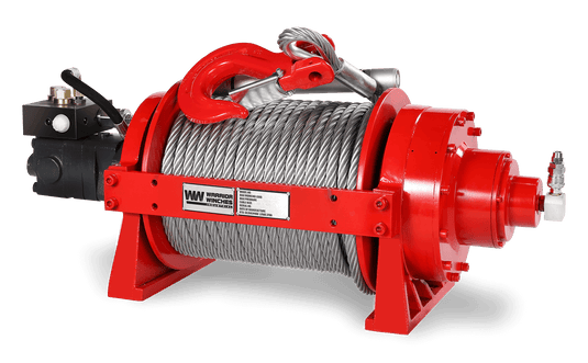 JR10 22,000lb (10 Ton) Industrial Hydraulic Winch - Steel Rope