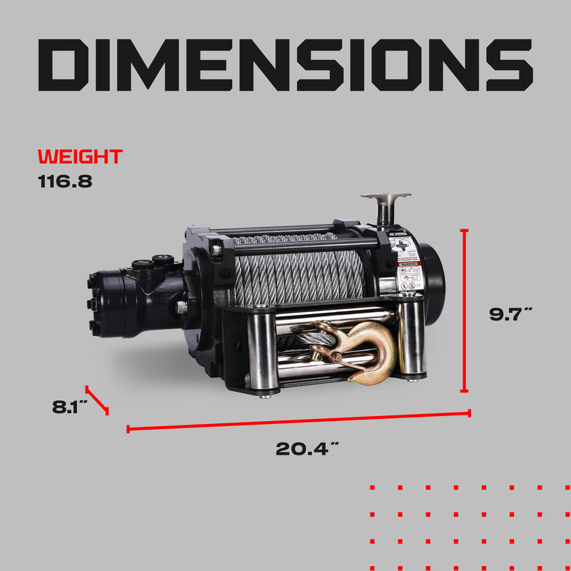 Load image into Gallery viewer, NH 10,000lb Industrial Hydraulic Winch - Steel Rope
