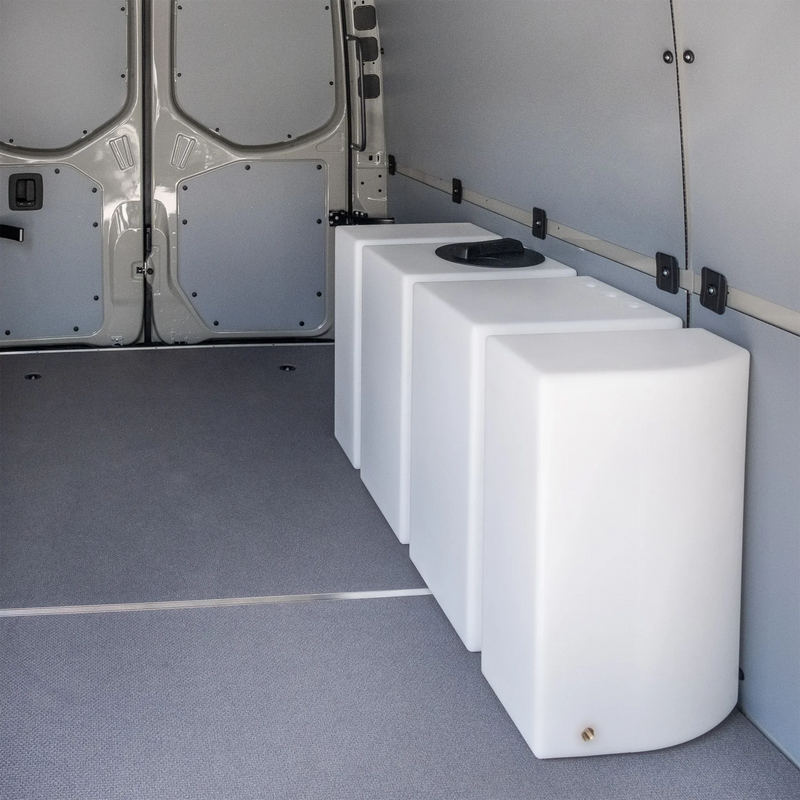 Load image into Gallery viewer, Wheel Well Fresh Water Tank – 59.4 Gal – Sprinter 144" WB &amp; 170" WB – Custom Van Schmiede
