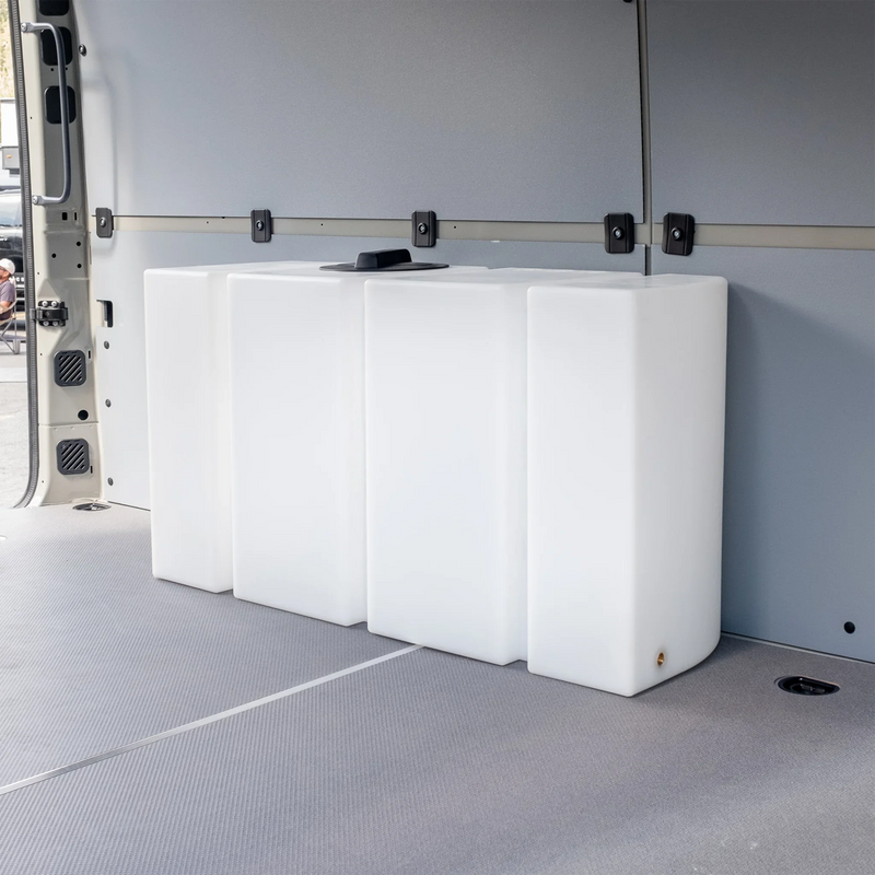 Load image into Gallery viewer, Wheel Well Fresh Water Tank – 59.4 Gal – Sprinter 144" WB &amp; 170" WB – Custom Van Schmiede
