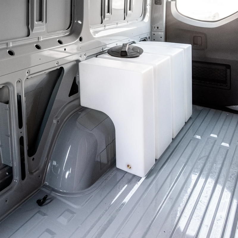Load image into Gallery viewer, Wheel Well Fresh Water Tank – 59.4 Gal – Sprinter 144" WB &amp; 170" WB – Custom Van Schmiede
