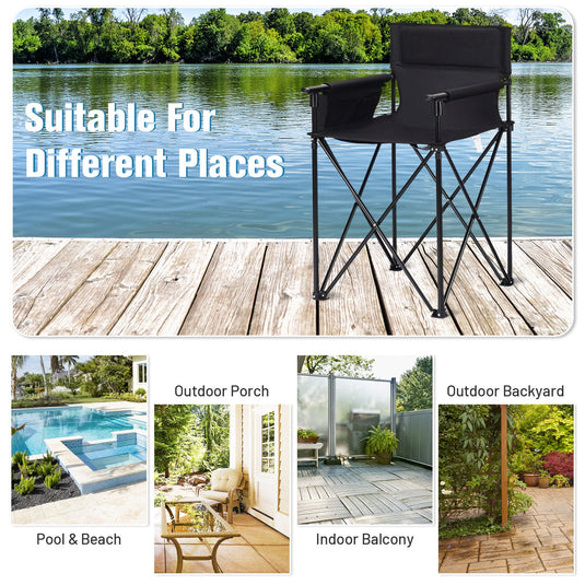 Portable 38 Inch Oversized High Camping Fishing Folding Chair