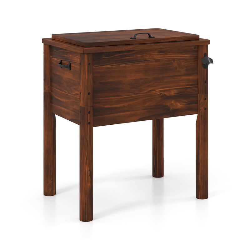 Load image into Gallery viewer, Wooden Patio Cooler with 3 Handles and Bottle Opener-Brown
