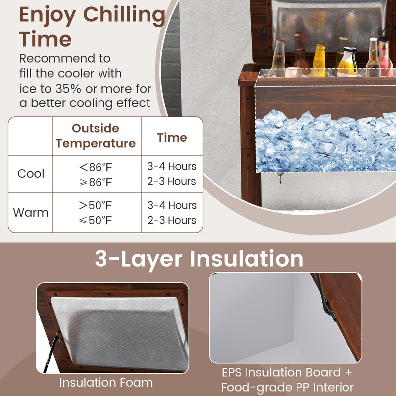 Load image into Gallery viewer, Wooden Patio Cooler with 3 Handles and Bottle Opener-Brown
