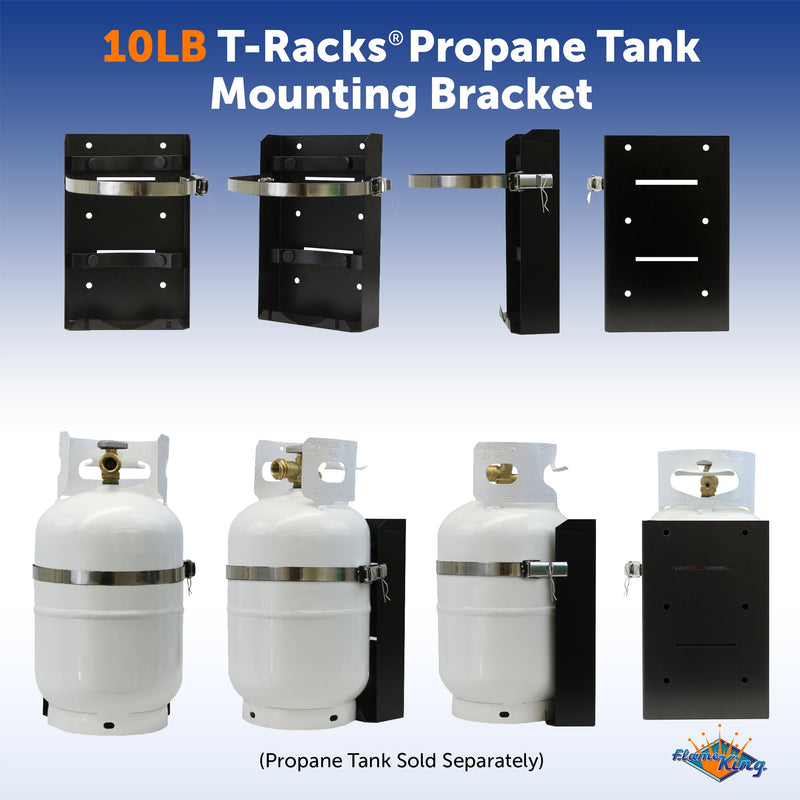 Load image into Gallery viewer, Flame King T-Racks 10lb Propane Tank Mounting Brackets Strap Campervan Overland Vehicles
