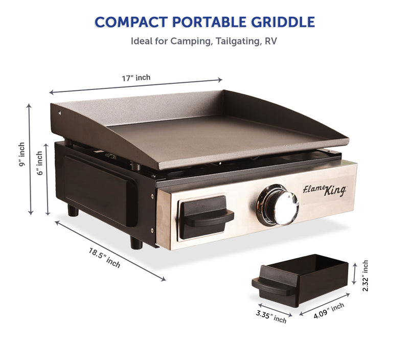 Load image into Gallery viewer, Flame King Flat Top Portable Propane Cast Iron Grill Griddle

