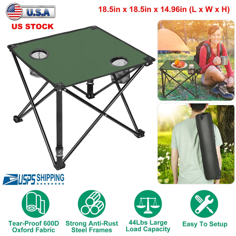 Load image into Gallery viewer, 2Pcs Foldable Camping Table Portable Picnic Table Lightweight Travel Desk with 2 Cup Holders/Table Carrying Bag
