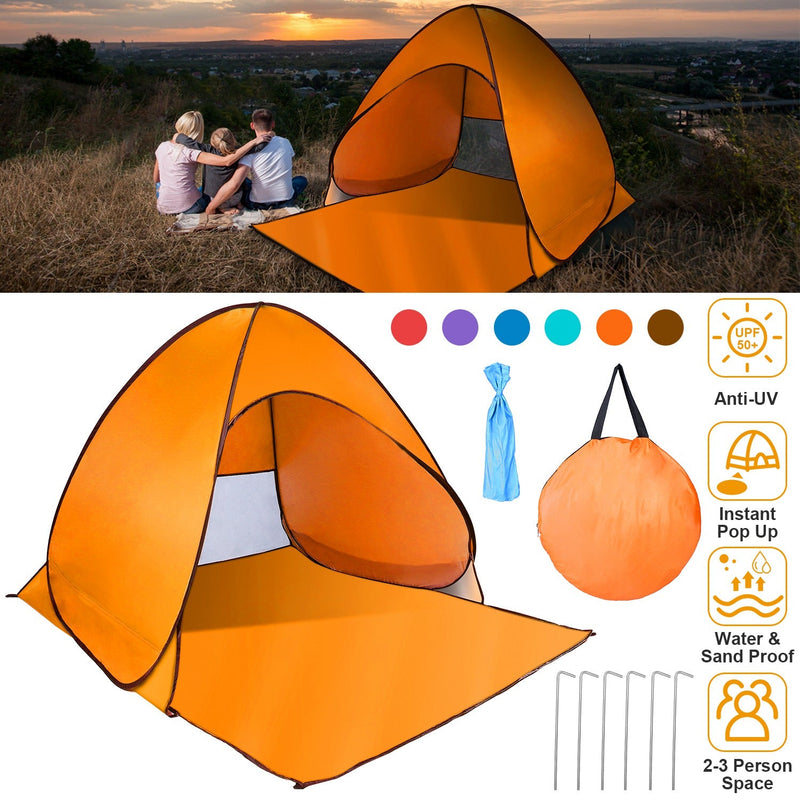Load image into Gallery viewer, Pop Up Beach Tent Sun Shade Shelter Anti-UV Automatic Waterproof Tent Canopy for 2/3 Man w/ Net Window Storage Bag for Outdoor Beach Camping Fishing P
