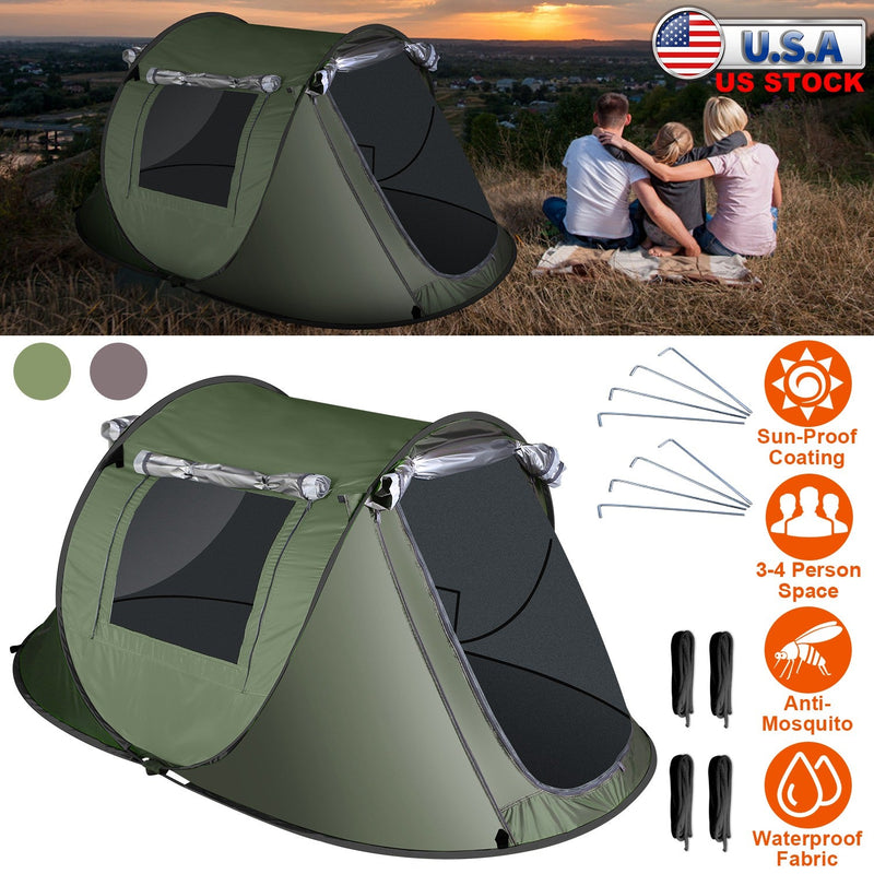 Load image into Gallery viewer, 3-4 Person Pop Up Tent Automatic Setup Camping Tent Waterproof Instant Setup Tent with 2 Mosquito Net Windows Carrying Bag for Hiking Climbing Adventu
