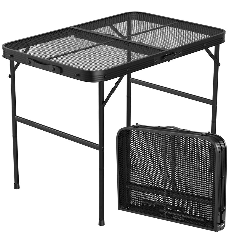 Load image into Gallery viewer, 35.62x23.42x25.9in Foldable Camping Table Collapsible Picnic Aluminum Alloy Grill Stand 88LBS Max Load Height Adjustable BBQ Table
