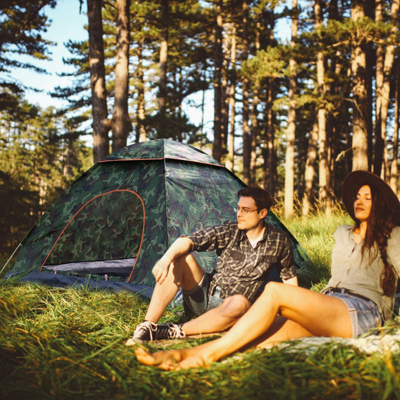 Load image into Gallery viewer, 4 Persons Camping Waterproof Tent Pop Up Tent Instant Setup Tent w/2 Mosquito Net Doors Carrying Bag Folding 4 Seasons for Hiking Climbing Adventure F
