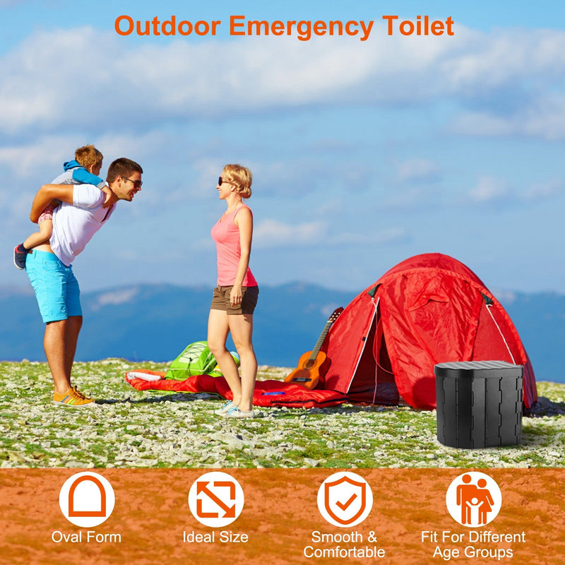 Load image into Gallery viewer, Foldable Emergency Toilet Portable Porta Potty for Car Travel Camping Boating Hiking Cleanable Travel Commode with Lid Carry Bag 1 Roll Garbage Bags

