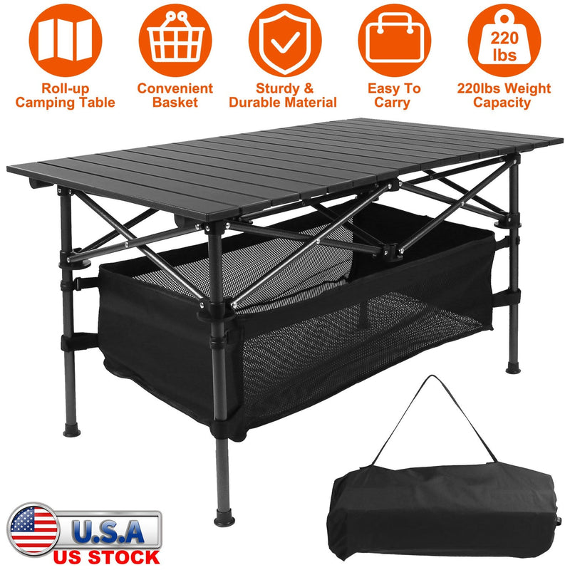 Load image into Gallery viewer, Folding Camping Table Portable Lightweight Aluminum Roll-up Picnic BBQ Desk with Carrying Bag Heavy Duty Outdoor Beach Backyard Party Patio
