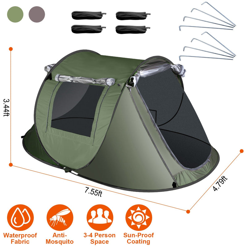 Load image into Gallery viewer, 3-4 Person Pop Up Tent Automatic Setup Camping Tent Waterproof Instant Setup Tent with 2 Mosquito Net Windows Carrying Bag for Hiking Climbing Adventu
