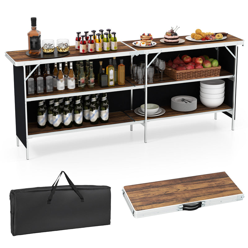 Load image into Gallery viewer, Aluminum Portable Picnic Table with 2-Tier Open Shelves and Spacious Tabletop
