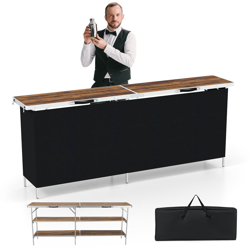 Load image into Gallery viewer, Aluminum Portable Picnic Table with 2-Tier Open Shelves and Spacious Tabletop
