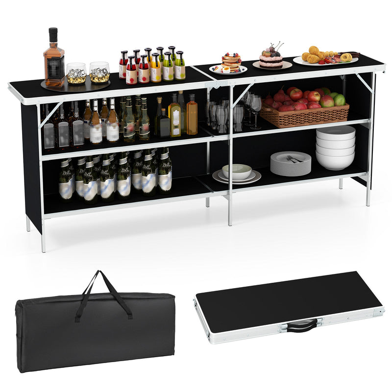 Load image into Gallery viewer, Aluminum Portable Picnic Table with 2-Tier Open Shelves and Spacious Tabletop
