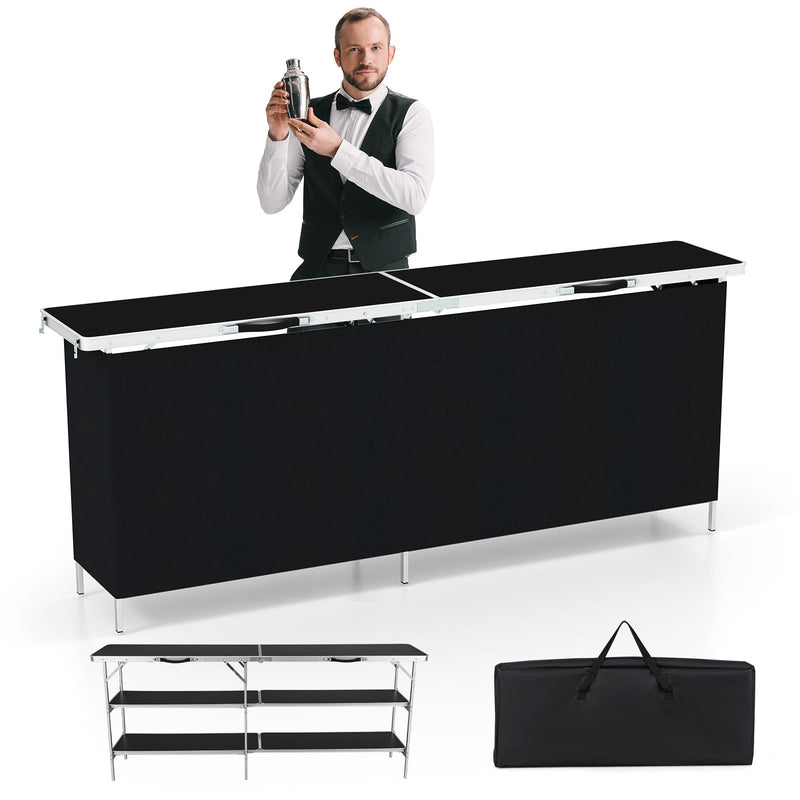 Load image into Gallery viewer, Aluminum Portable Picnic Table with 2-Tier Open Shelves and Spacious Tabletop
