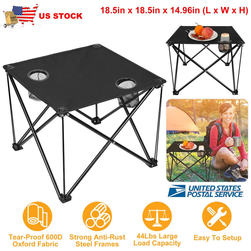 Load image into Gallery viewer, 2Pcs Foldable Camping Table Portable Picnic Table Lightweight Travel Desk with 2 Cup Holders/Table Carrying Bag
