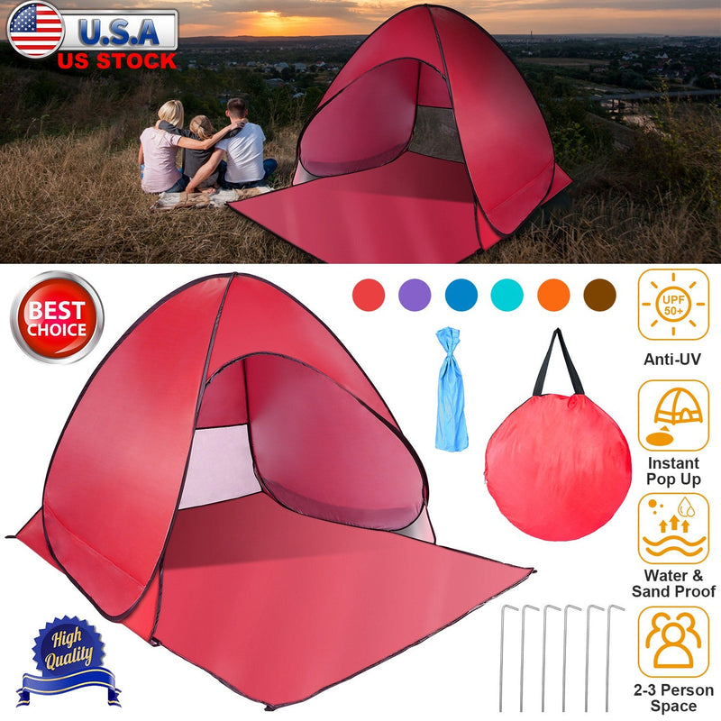 Load image into Gallery viewer, Pop Up Beach Tent Sun Shade Shelter Anti-UV Automatic Waterproof Tent Canopy for 2/3 Man w/ Net Window Storage Bag for Outdoor Beach Camping Fishing P
