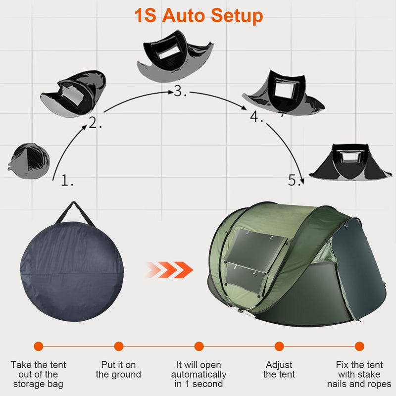 Load image into Gallery viewer, 3-4 Person Pop Up Tent Automatic Setup Camping Tent Waterproof Instant Setup Tent with 2 Mosquito Net Windows Carrying Bag for Hiking Climbing Adventu
