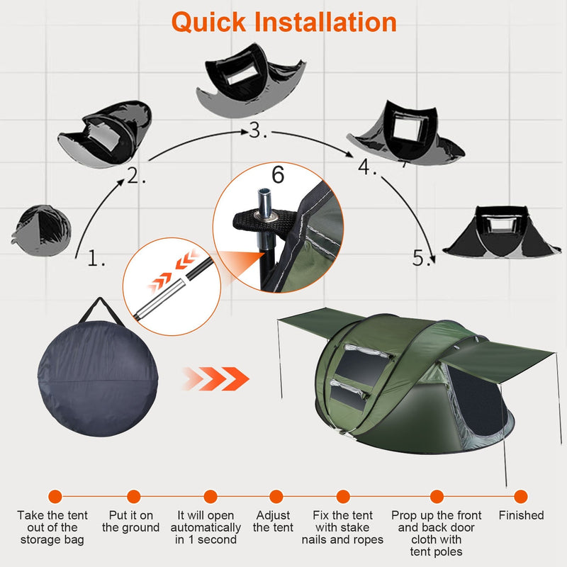 Load image into Gallery viewer, 3-4 Person Pop Up Tent Automatic Setup Camping Tent Waterproof Instant Setup Tent with 2 Mosquito Net Windows Carrying Bag for Hiking Climbing Adventu
