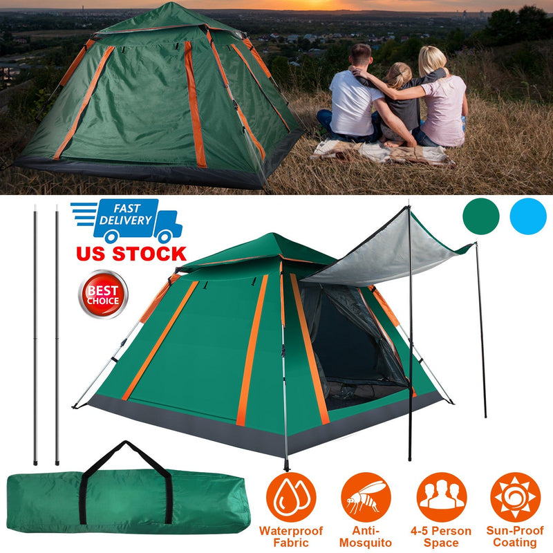 Load image into Gallery viewer, 4-5 Person Camping Tent Outdoor Foldable Waterproof Tent with 2 Mosquito Nets Windows Carrying Bag for Hiking Climbing Adventure Fishing
