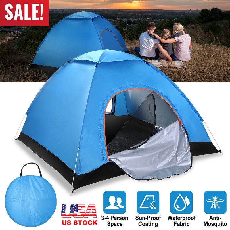 Load image into Gallery viewer, 4 Persons Camping Waterproof Tent Pop Up Tent Instant Setup Tent w/2 Mosquito Net Doors Carrying Bag Folding 4 Seasons for Hiking Climbing Adventure F
