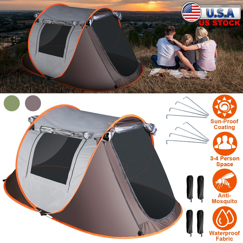 Load image into Gallery viewer, 3-4 Person Pop Up Tent Automatic Setup Camping Tent Waterproof Instant Setup Tent with 2 Mosquito Net Windows Carrying Bag for Hiking Climbing Adventu

