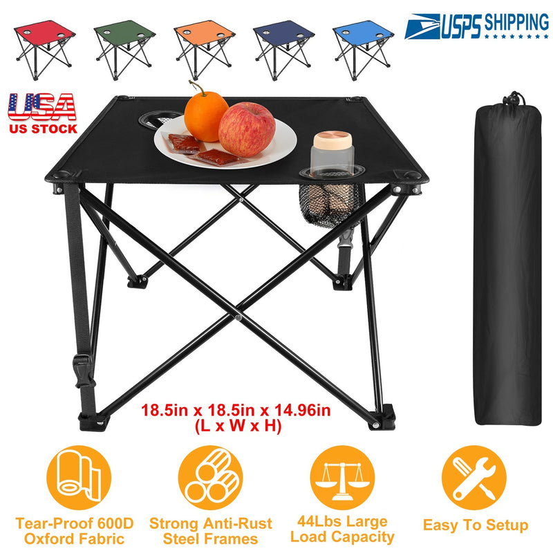 Load image into Gallery viewer, 2Pcs Foldable Camping Table Portable Picnic Table Lightweight Travel Desk with 2 Cup Holders/Table Carrying Bag
