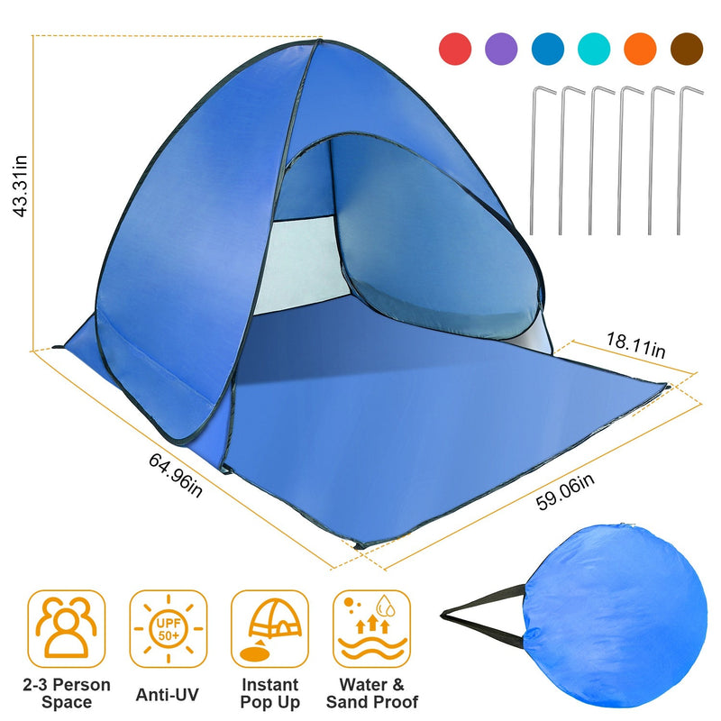Load image into Gallery viewer, Pop Up Beach Tent Sun Shade Shelter Anti-UV Automatic Waterproof Tent Canopy for 2/3 Man w/ Net Window Storage Bag for Outdoor Beach Camping Fishing P
