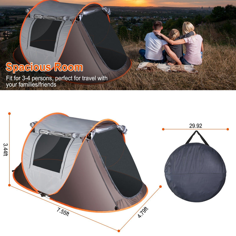 Load image into Gallery viewer, 3-4 Person Pop Up Tent Automatic Setup Camping Tent Waterproof Instant Setup Tent with 2 Mosquito Net Windows Carrying Bag for Hiking Climbing Adventu
