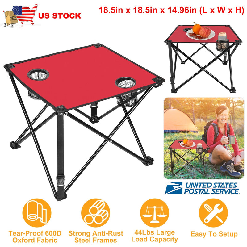 Load image into Gallery viewer, 2Pcs Foldable Camping Table Portable Picnic Table Lightweight Travel Desk with 2 Cup Holders/Table Carrying Bag
