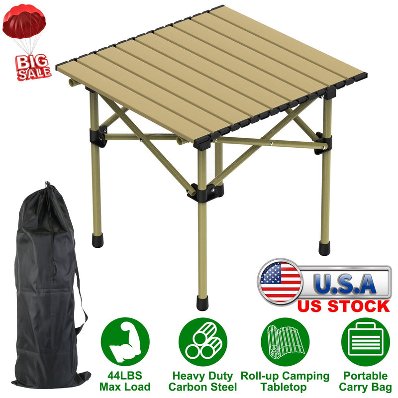 Load image into Gallery viewer, Folding Camping Table Portable Lightweight Carbon Steel Roll-up Picnic BBQ Desk with Carry Bag Heavy Duty for Outdoor Beach Backyard Party Patio Campi

