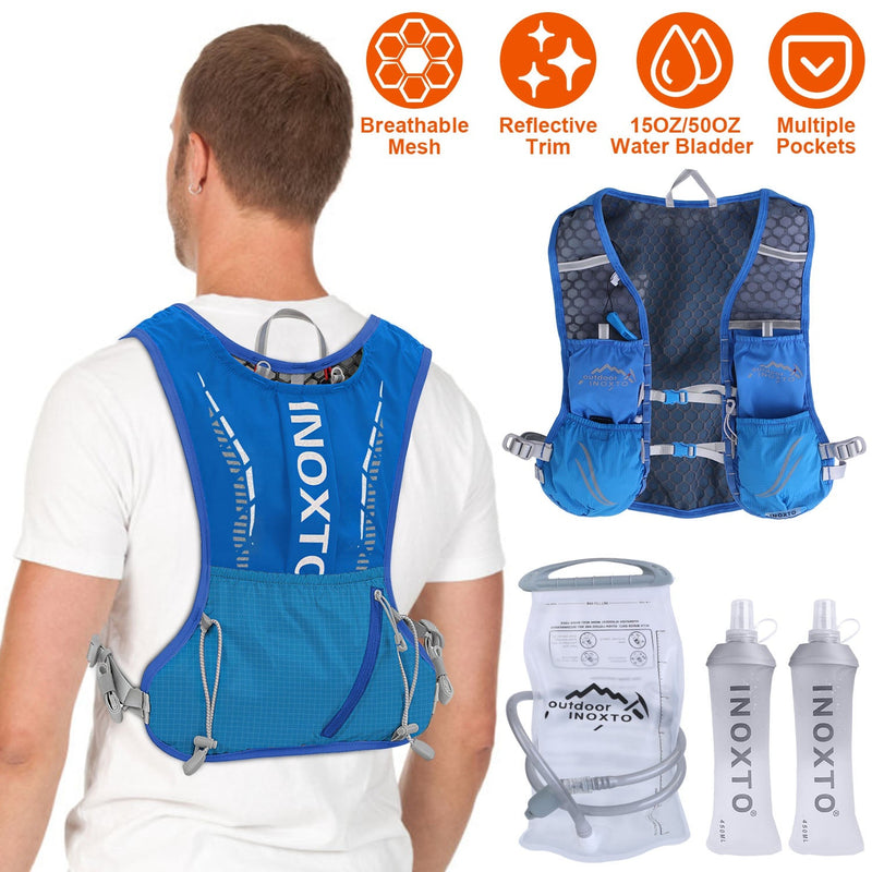 Load image into Gallery viewer, Sport Hydration Vest Running Backpack with 15oz 50oz Water Bladder Adjustable Strap Storage Bag for Trail Running Marathon Race Hiking

