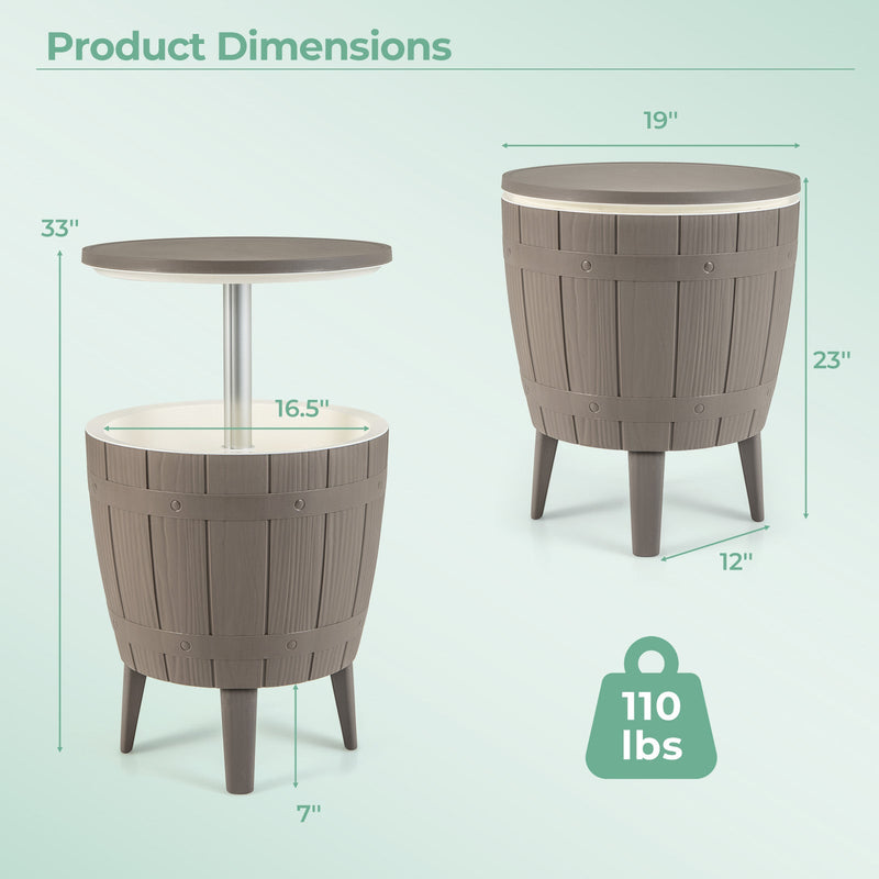 Load image into Gallery viewer, 10 Gallon Cooler Bar Table Outdoor Coffee Table Ice Bucket with Telescopic Tabletop for Beer and Wine
