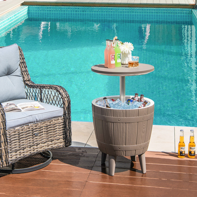 Load image into Gallery viewer, 10 Gallon Cooler Bar Table Outdoor Coffee Table Ice Bucket with Telescopic Tabletop for Beer and Wine
