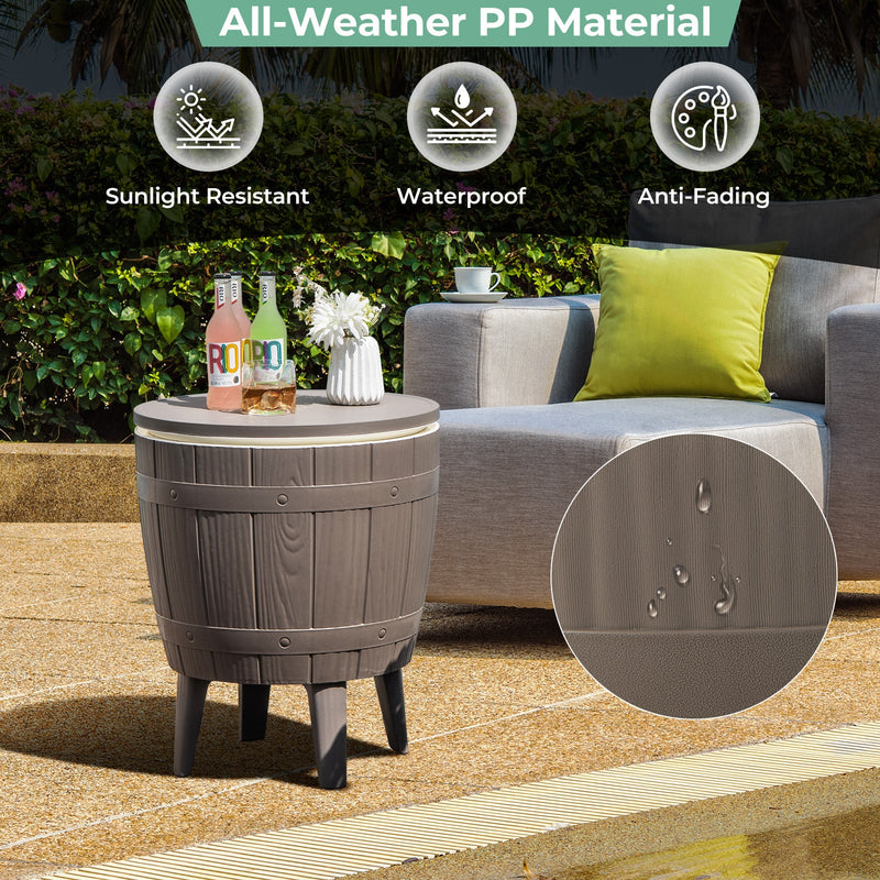Load image into Gallery viewer, 10 Gallon Cooler Bar Table Outdoor Coffee Table Ice Bucket with Telescopic Tabletop for Beer and Wine
