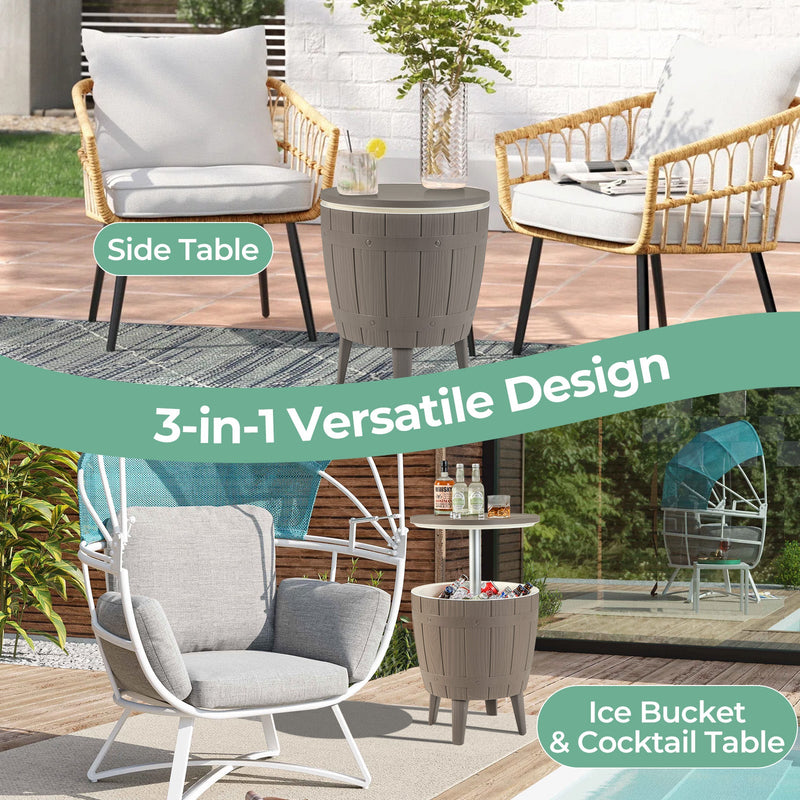 Load image into Gallery viewer, 10 Gallon Cooler Bar Table Outdoor Coffee Table Ice Bucket with Telescopic Tabletop for Beer and Wine
