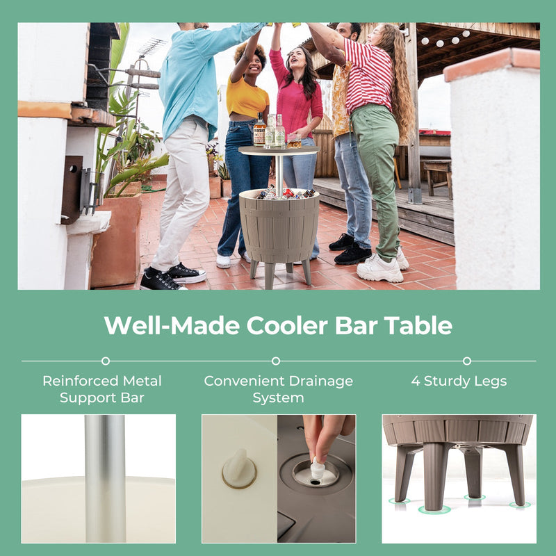 Load image into Gallery viewer, 10 Gallon Cooler Bar Table Outdoor Coffee Table Ice Bucket with Telescopic Tabletop for Beer and Wine
