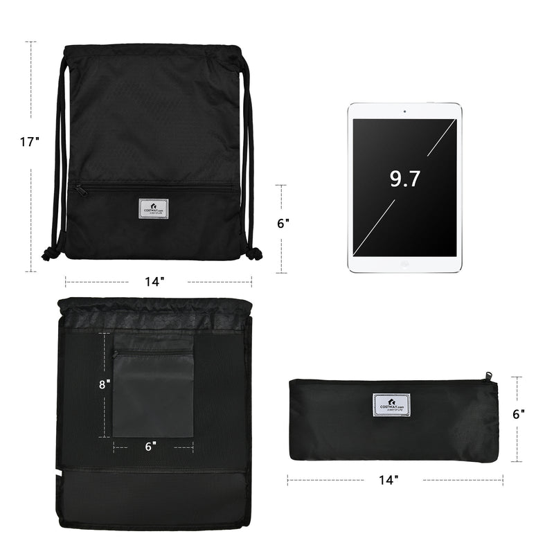 Load image into Gallery viewer, Drawstring Backpack String Bag Foldable Sports Sack with Zipper Pocket
