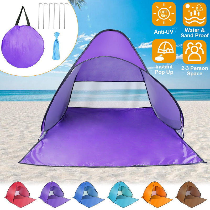 Load image into Gallery viewer, Pop Up Beach Tent Sun Shade Shelter Anti-UV Automatic Waterproof Tent Canopy for 2/3 Man w/ Net Window Storage Bag for Outdoor Beach Camping Fishing P
